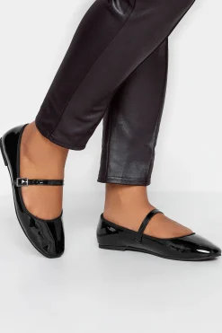 M&Co Yours Yours Black Patent Mary Jane Ballerina Pumps In Wide E Fit & Extra Wide Eee Fit>Women Flat Shoes