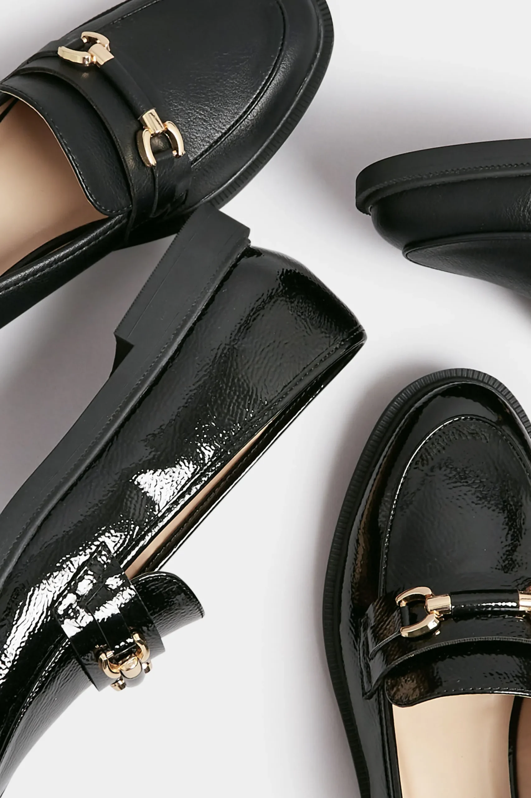 M&Co Yours Yours Black Patent Chain Detail Loafer In Wide E Fit & Extra Wide Eee Fit>Women Flat Shoes