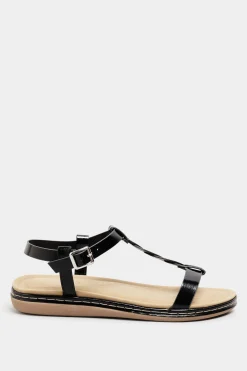 M&Co Yours Yours Black Patent Plaited Strap Sandals In Wide E Fit & Extra Wide Eee Fit><noscript><img width=
