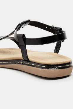 M&Co Yours Yours Black Patent Plaited Strap Sandals In Wide E Fit & Extra Wide Eee Fit><noscript><img width=