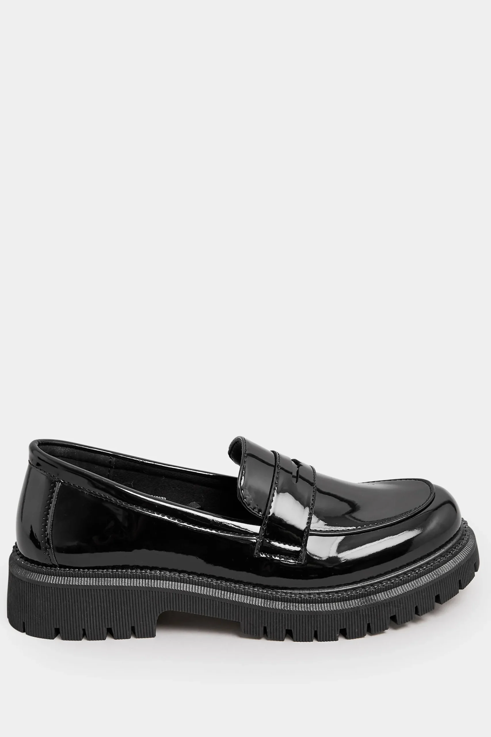 M&Co Yours Yours Black Patent Chunky Saddle Loafers In E Wide Fit & Eee Extra Wide Fit>Women Flat Shoes