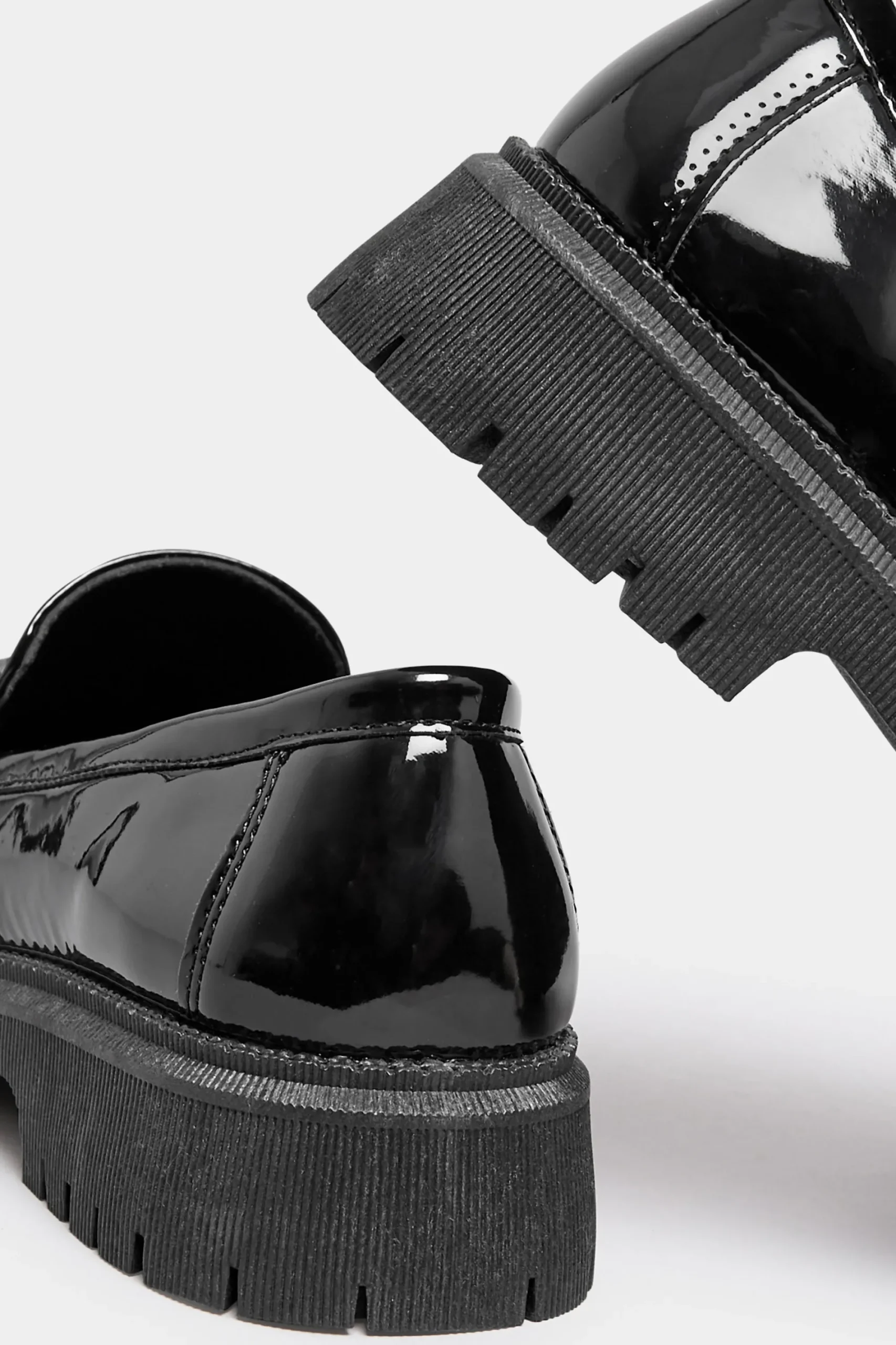 M&Co Yours Yours Black Patent Chunky Saddle Loafers In E Wide Fit & Eee Extra Wide Fit>Women Flat Shoes