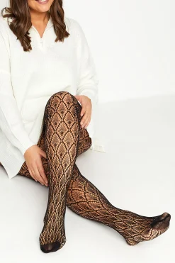 M&Co Yours Yours Black Peacock Feather Lace Tights>Women Tights