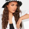 M&Co Yours Yours Black Pom Pom Straw Fedora Hat>Women Hats