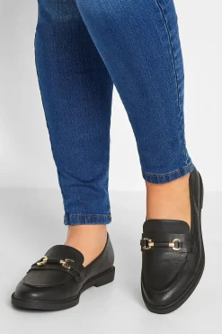 M&Co Yours Yours Black Pu Chain Detail Loafer In Wide E Fit & Extra Wide Eee Fit>Women Flat Shoes