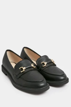 M&Co Yours Yours Black Pu Chain Detail Loafer In Wide E Fit & Extra Wide Eee Fit>Women Flat Shoes