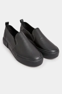 M&Co Yours Yours Black Pu Slip On Trainersin Wide E Fit>Women Trainers