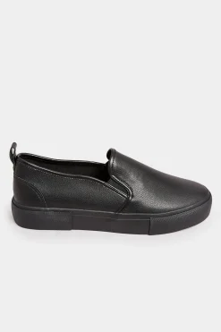 M&Co Yours Yours Black Pu Slip On Trainersin Wide E Fit><noscript><img width=