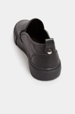 M&Co Yours Yours Black Pu Slip On Trainersin Wide E Fit><noscript><img width=