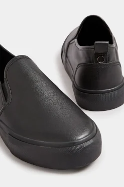 M&Co Yours Yours Black Pu Slip On Trainersin Wide E Fit><noscript><img width=