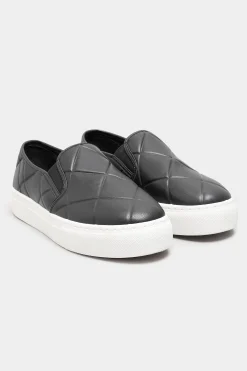 M&Co Yours Yours Black Quilted Slip-On Trainers In Extra Wide Eee Fit>Women Flat Shoes