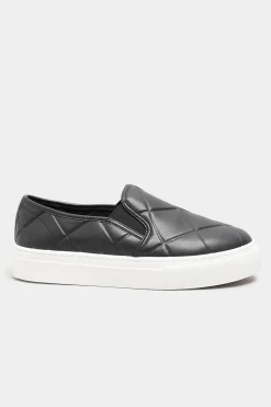 M&Co Yours Yours Black Quilted Slip-On Trainers In Extra Wide Eee Fit><noscript><img width=