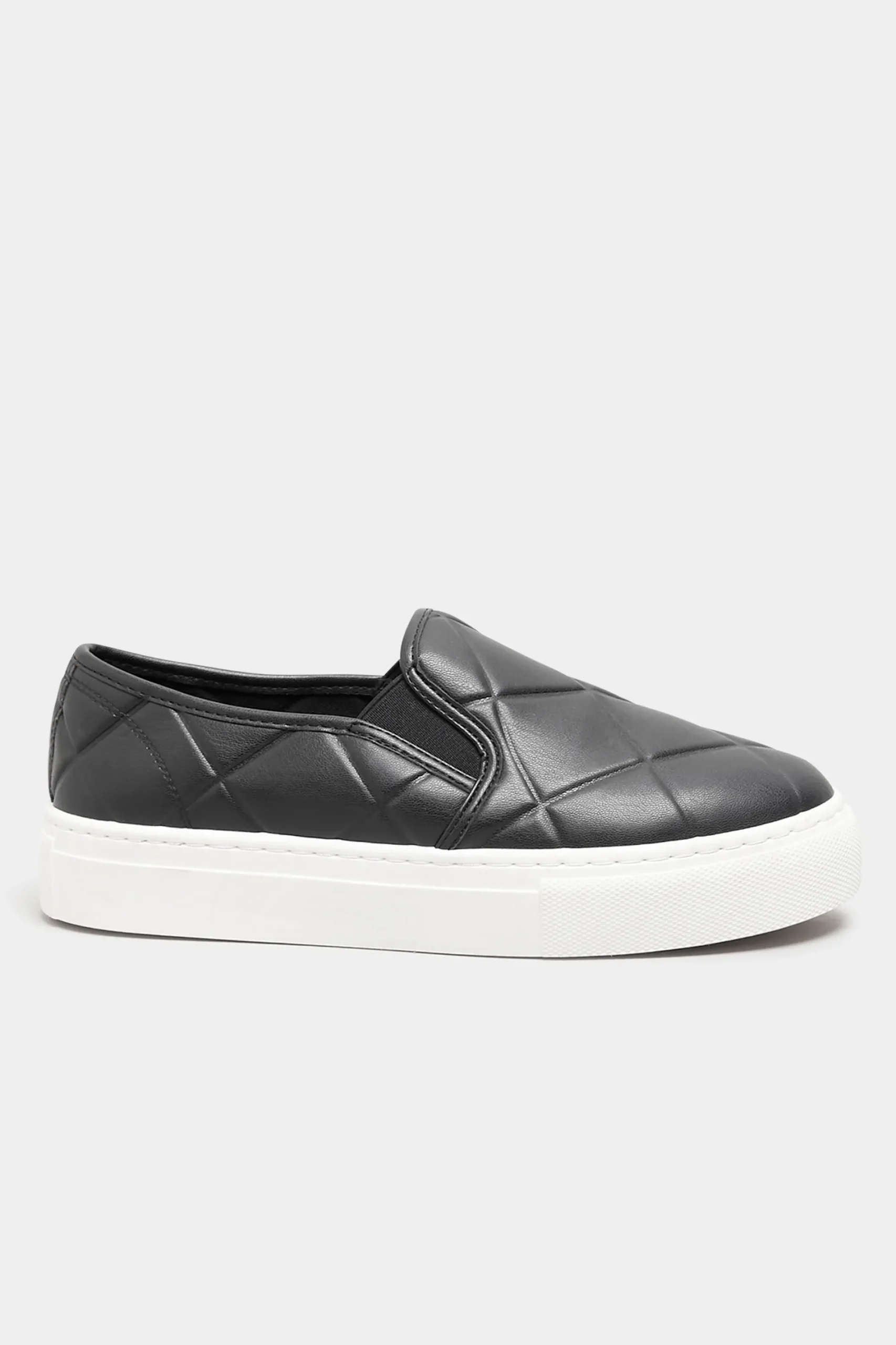 M&Co Yours Yours Black Quilted Slip-On Trainers In Extra Wide Eee Fit>Women Flat Shoes