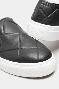 M&Co Yours Yours Black Quilted Slip-On Trainers In Extra Wide Eee Fit><noscript><img width=