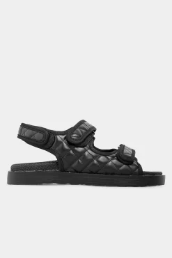 M&Co Yours Yours Black Quilted Velcro Sandal In Extra Wide Eee Fit>Women Flat Shoes