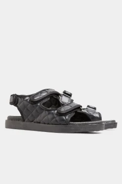 M&Co Yours Yours Black Quilted Velcro Sandal In Extra Wide Eee Fit><noscript><img width=
