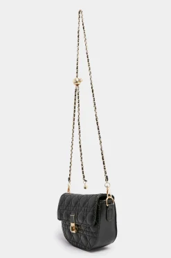M&Co Yours Yours Black Quilted Chain Shoulder Bag>Women Bags