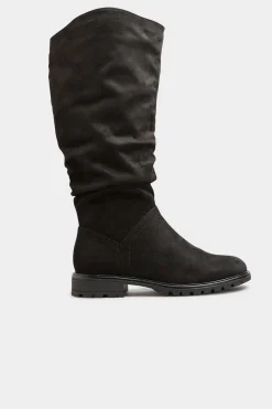 M&Co Yours Yours Black Ruched Cleated Boots In Wide E Fit & Extra Wide Eee Fit><noscript><img width=