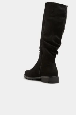 M&Co Yours Yours Black Ruched Cleated Boots In Wide E Fit & Extra Wide Eee Fit><noscript><img width=