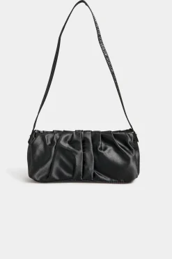 M&Co Yours Yours Black Satin Ruched Shoulder Bag><noscript><img width=