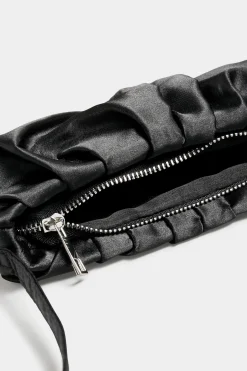 M&Co Yours Yours Black Satin Ruched Shoulder Bag><noscript><img width=