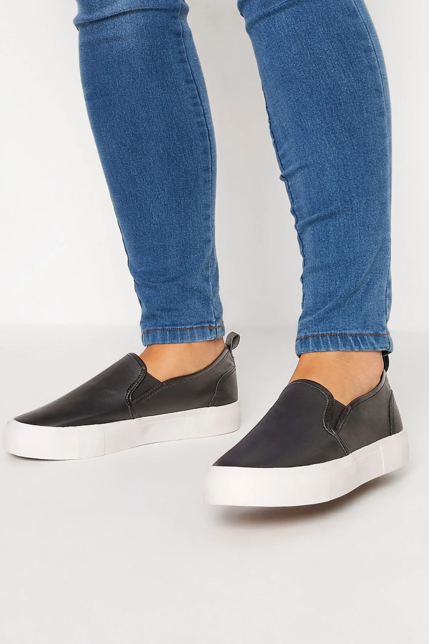M&Co Yours Yours Black Slip-On Trainers In Wide E Fit>Women Flat Shoes
