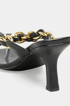 M&Co Yours Yours Black Square Toe Post Chain Mules In Standard Fit><noscript><img width=