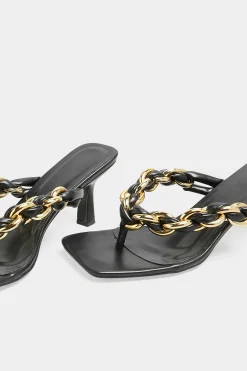 M&Co Yours Yours Black Square Toe Post Chain Mules In Standard Fit><noscript><img width=