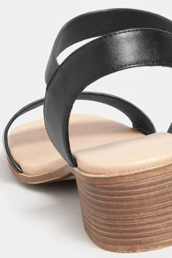 M&Co Yours Yours Black Strappy Low Heel Sandals In Extra Wide Eee Fit><noscript><img width=
