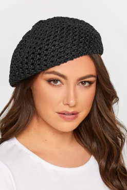 M&Co Yours Yours Black Straw Beret>Women Hats