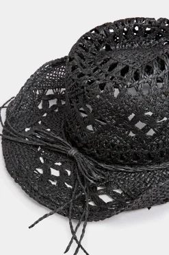 M&Co Yours Yours Black Straw Cut Out Cowboy Hat><noscript><img width=