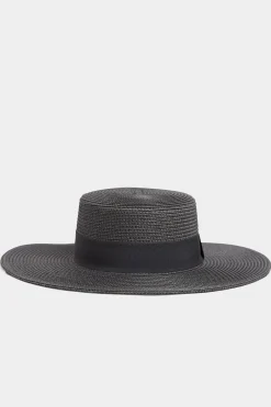 M&Co Yours Yours Black Straw Wide Brim Boater Hat>Women Hats