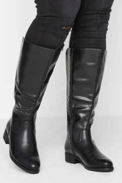 M&Co Yours Yours Black Stretch Knee High Boots In Wide E Fit & Extra Wide Eee Fit>Women Boots