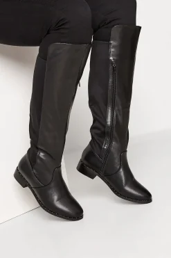 M&Co Yours Yours Black Studded Knee High Boots In Wide E Fit & Extra Wide Eee Fit>Women Boots