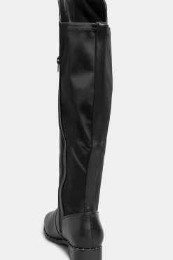 M&Co Yours Yours Black Studded Knee High Boots In Wide E Fit & Extra Wide Eee Fit><noscript><img width=
