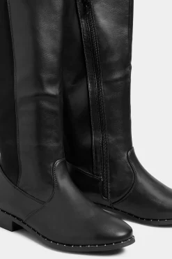 M&Co Yours Yours Black Studded Knee High Boots In Wide E Fit & Extra Wide Eee Fit><noscript><img width=