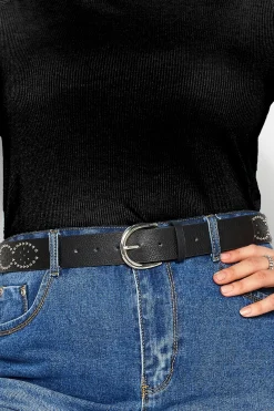 M&Co Yours Yours Black Studded Belt>Women Belts