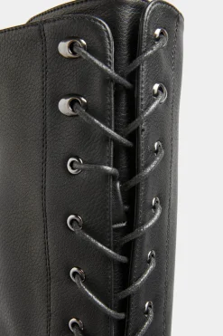M&Co Yours Yours Black Vegan Faux Leather Lace Up Knee High Boots In Wide E Fit & Extra Wide Eee Fit><noscript><img width=