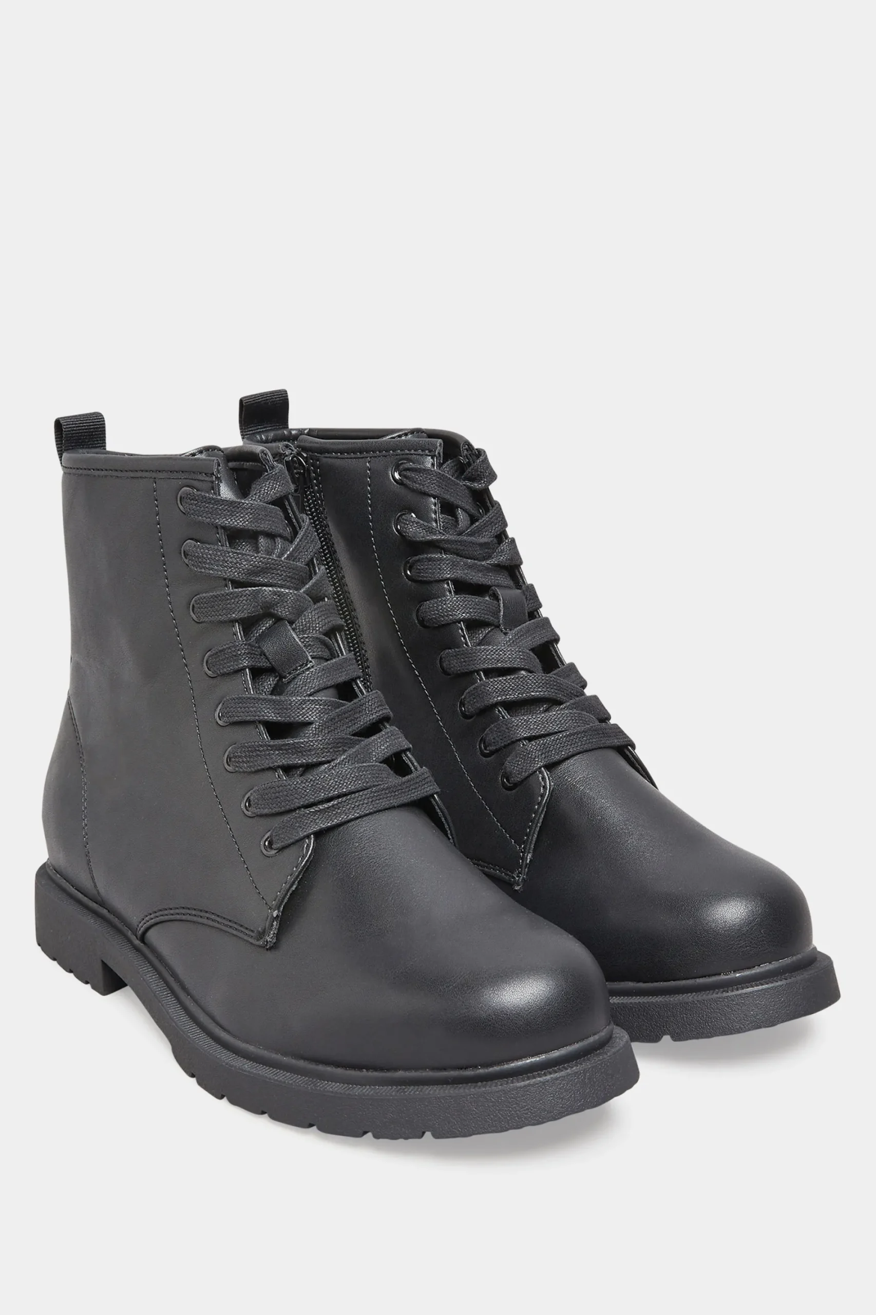 M&Co Yours Yours Black Vegan Faux Leather Lace Up Ankle Boots In Wide E Fit & Extra Wide Eee Fit>Women Flat Shoes