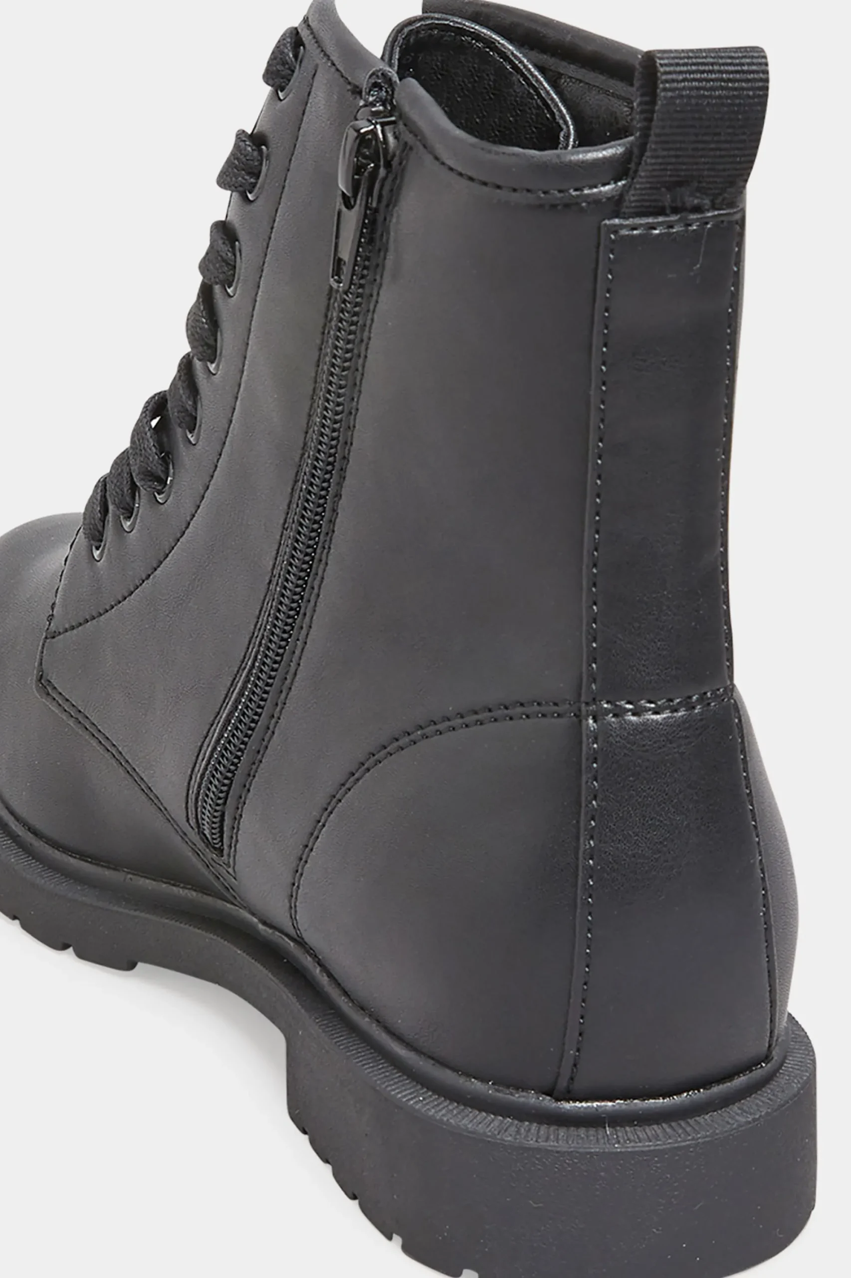M&Co Yours Yours Black Vegan Faux Leather Lace Up Ankle Boots In Wide E Fit & Extra Wide Eee Fit>Women Flat Shoes