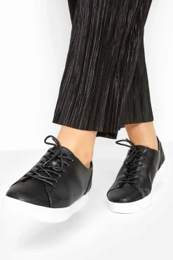 M&Co Yours Yours Black Vegan Leather Basic Trainers In Extra Wide Eee Fit>Women Flat Shoes