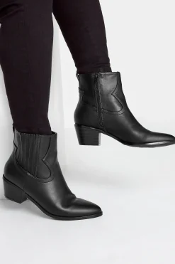 M&Co Yours Yours Black Western Pu Ankle Boot In Wide E Fit & Extra Wide Eee Fit>Women Boots