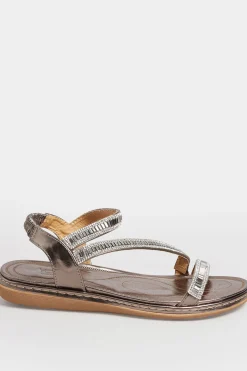 M&Co Yours Yours Brown & Silver Sequin Strappy Sandals In Wide E Fit & Extra Wide Eee Fit><noscript><img width=