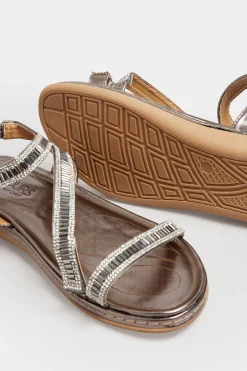 M&Co Yours Yours Brown & Silver Sequin Strappy Sandals In Wide E Fit & Extra Wide Eee Fit><noscript><img width=