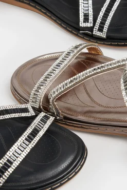 M&Co Yours Yours Brown & Silver Sequin Strappy Sandals In Wide E Fit & Extra Wide Eee Fit><noscript><img width=