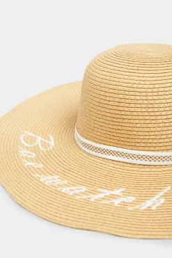 M&Co Yours Yours Brown 'Bae Watch' Slogan Floppy Straw Hat>Women Hats