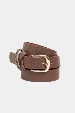 M&Co Yours Yours Brown Braided Buckle Belt>Women Belts