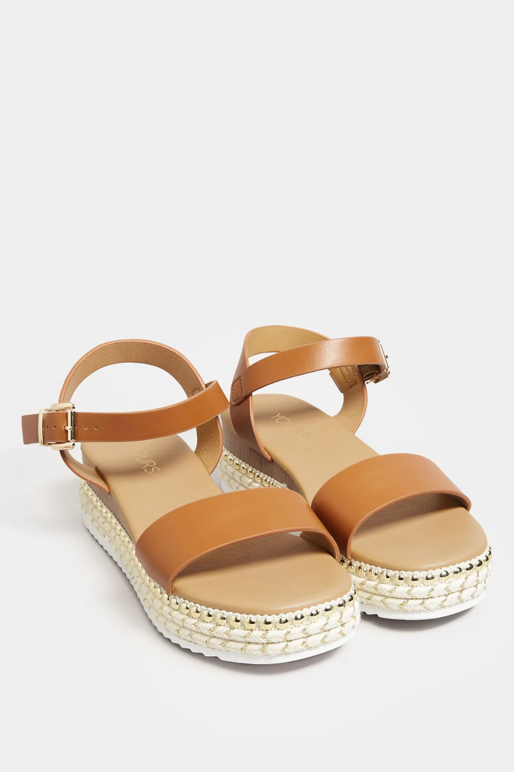 M&Co Yours Yours Brown Buckle Platform Espadrille Wedge Heels In Extra Wide Eee Fit>Women Sandals