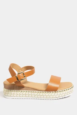 M&Co Yours Yours Brown Buckle Platform Espadrille Wedge Heels In Extra Wide Eee Fit><noscript><img width=