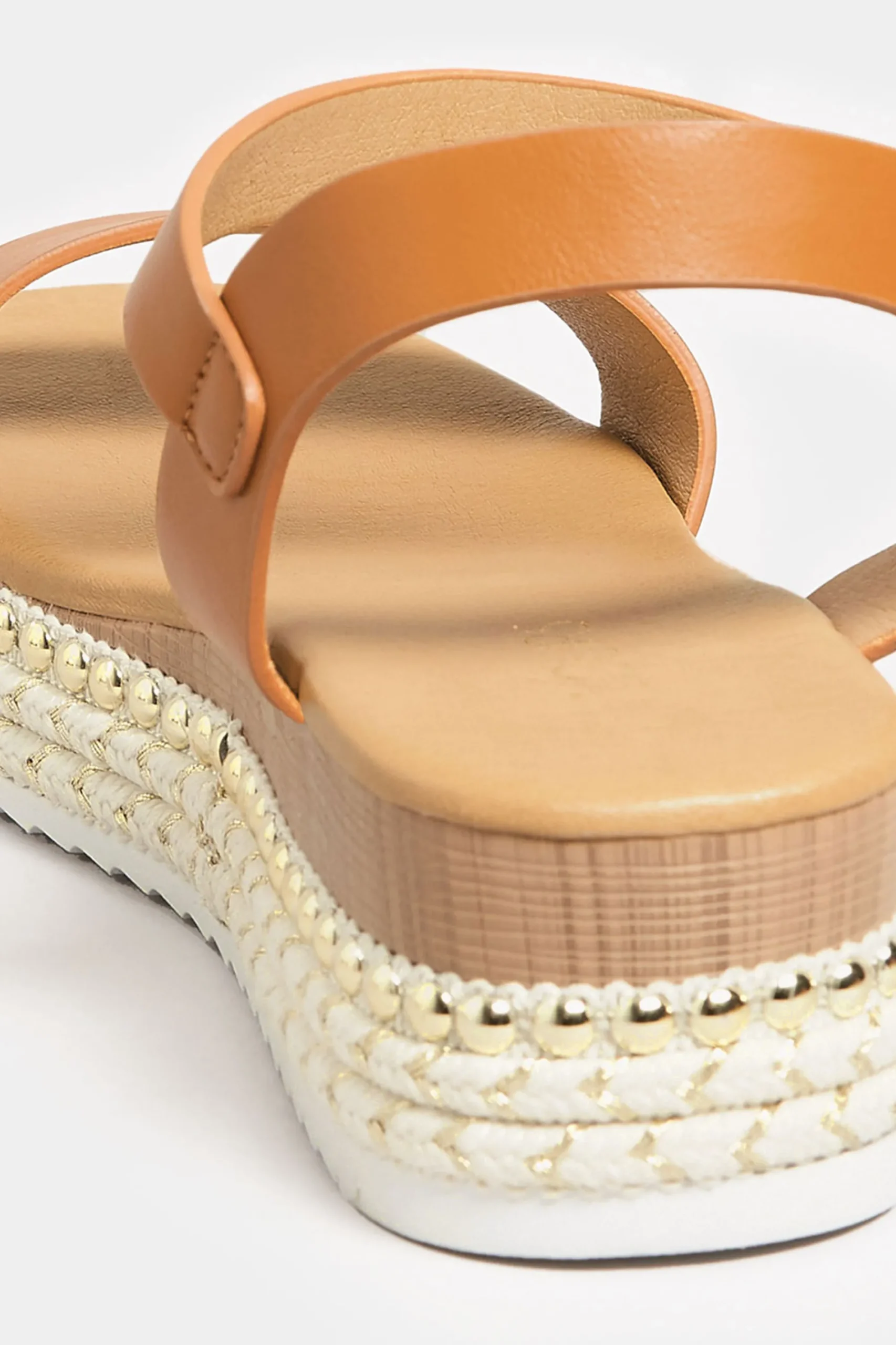 M&Co Yours Yours Brown Buckle Platform Espadrille Wedge Heels In Extra Wide Eee Fit>Women Sandals